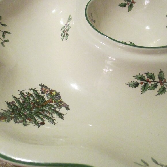 Spode Christmas One-Piece Chip & Dip Crudites COMPARTMENT Tray 12.5" EXCELLENT - Picture 3 of 6